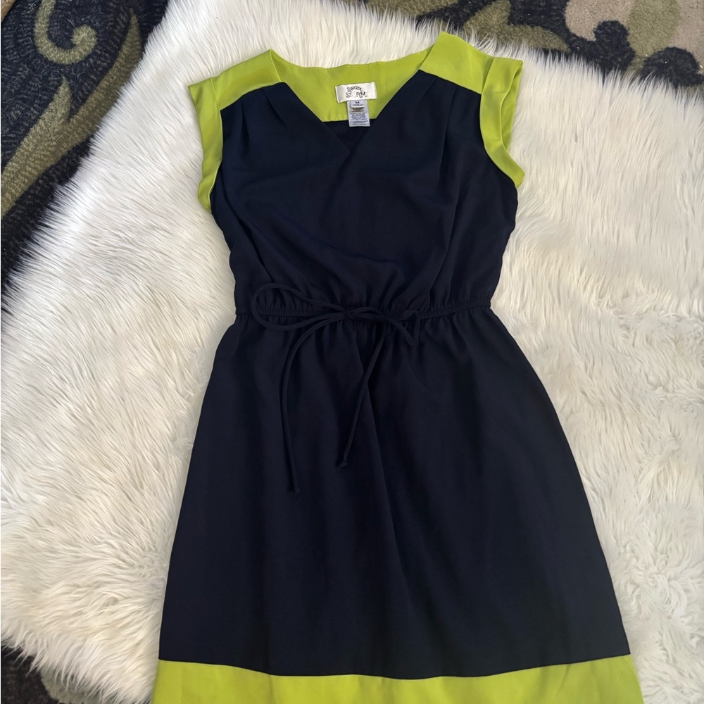 Sweet Storm Navy and Lime Midi Dress